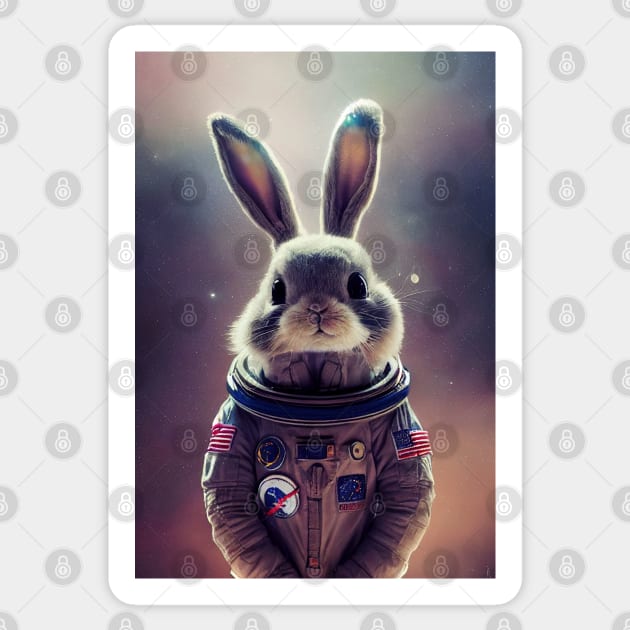 Bunny in space suit Sticker by ai1art